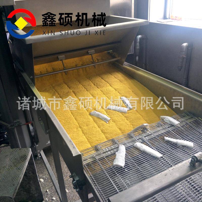 小黄鱼上粉机鱼类上浆裹粉设备 全自动上糠流水线鸡柳条裹糠机