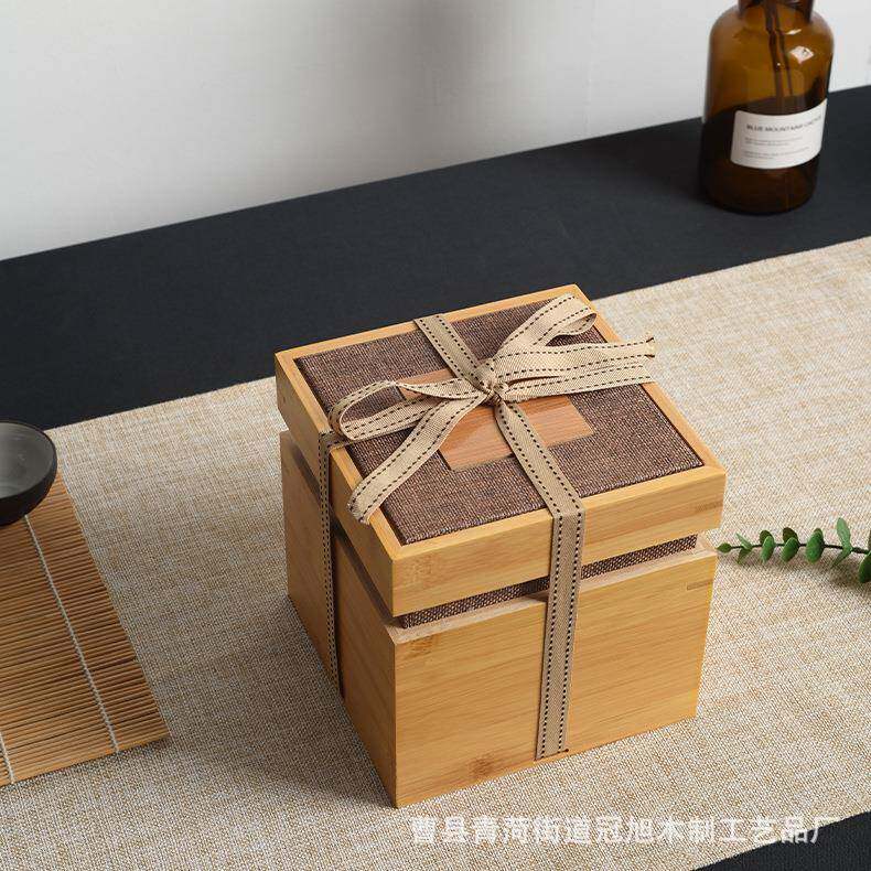 竹盒茶叶罐紫砂壶礼品盒普洱茶包装盒木制茶壶茶具木盒蜂蜜雕刻