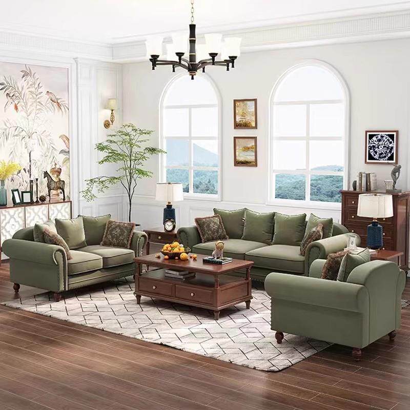 美式布艺地中海田园风格沙发欧式乡村复古轻奢小户型客厅三人家具