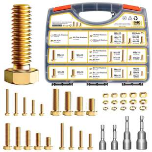 跨境940pcs高强度彩锌外六角螺栓盒装 组合平弹母六角螺丝螺母套装