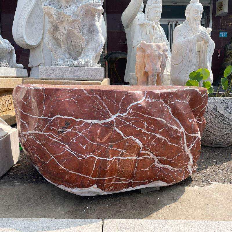 石雕鱼缸花盆大理石水缸门海仿古荷花盆圆缸养花庭院景观装饰摆件