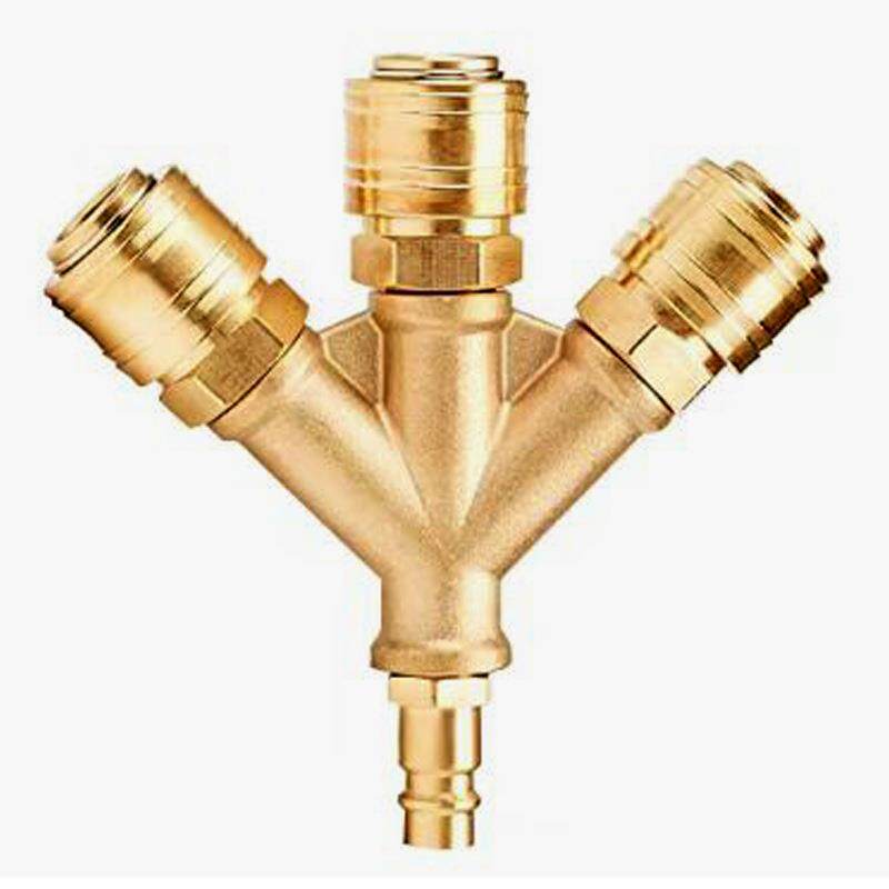 德式四通接头1/4铜接头德式快速接头母接外螺纹气管软管接头