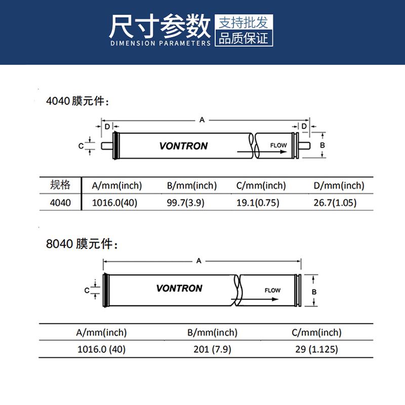 汇通RO膜工业膜4040反渗透膜ulp31-4021/8040水处理纯净水机滤芯