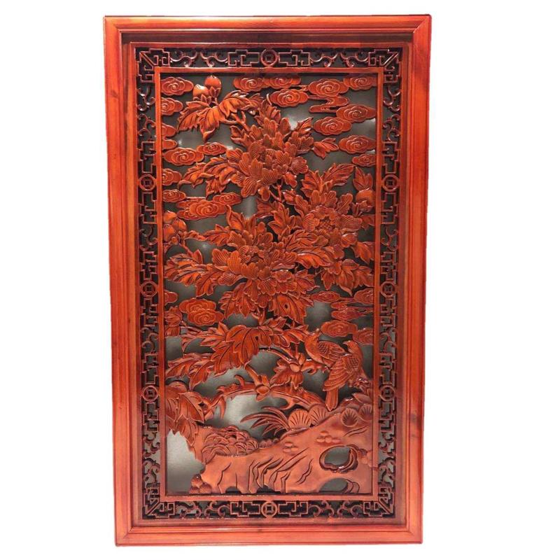 东阳木雕中式仿古复古方形家居饰品福字背景挂件实木镂空雕刻壁饰