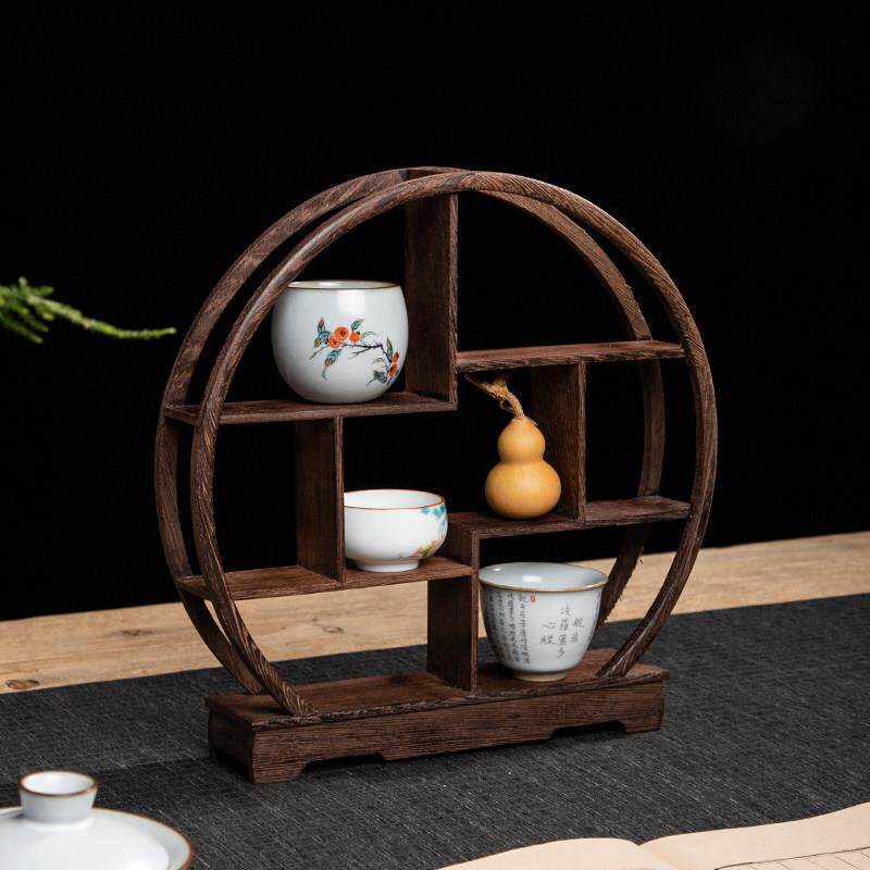 中式订婚糕点摆台置物架茶具收纳层架桌面博古架鸡翅木实木展示架