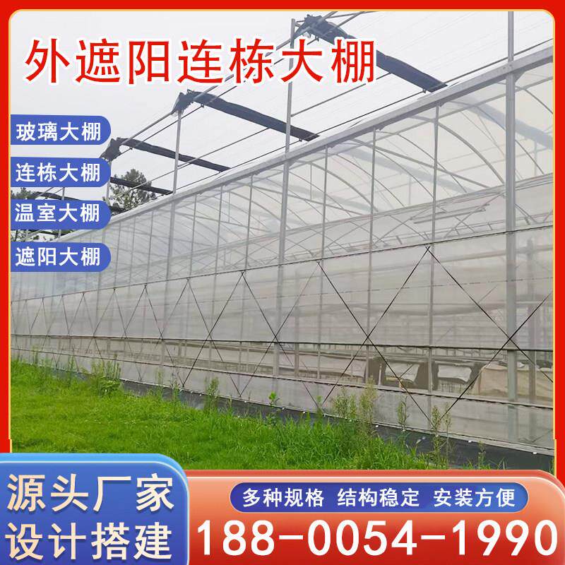 内外遮阳联动大棚蔬菜花卉育苗简易棚连体薄膜骨架连栋温室配件
