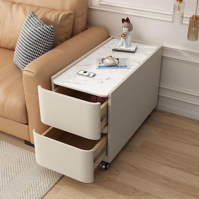 沙发边柜实木现代简约岩板边几轻奢客厅侧边桌可移动角几储物柜