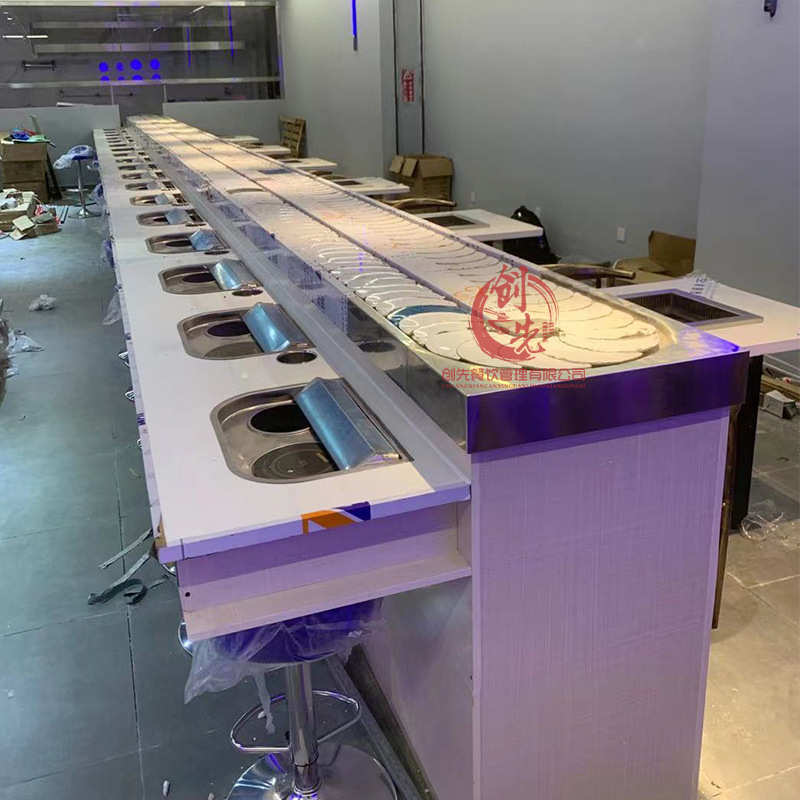 全套一锅小火锅一人设备小火锅涮无烟一体式商用桌旋转转转烤净化