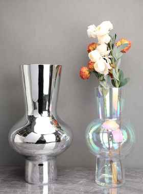 欧式玻璃大肚花器摆件样板房售楼部书房客厅餐厅玄关花瓶软装饰品