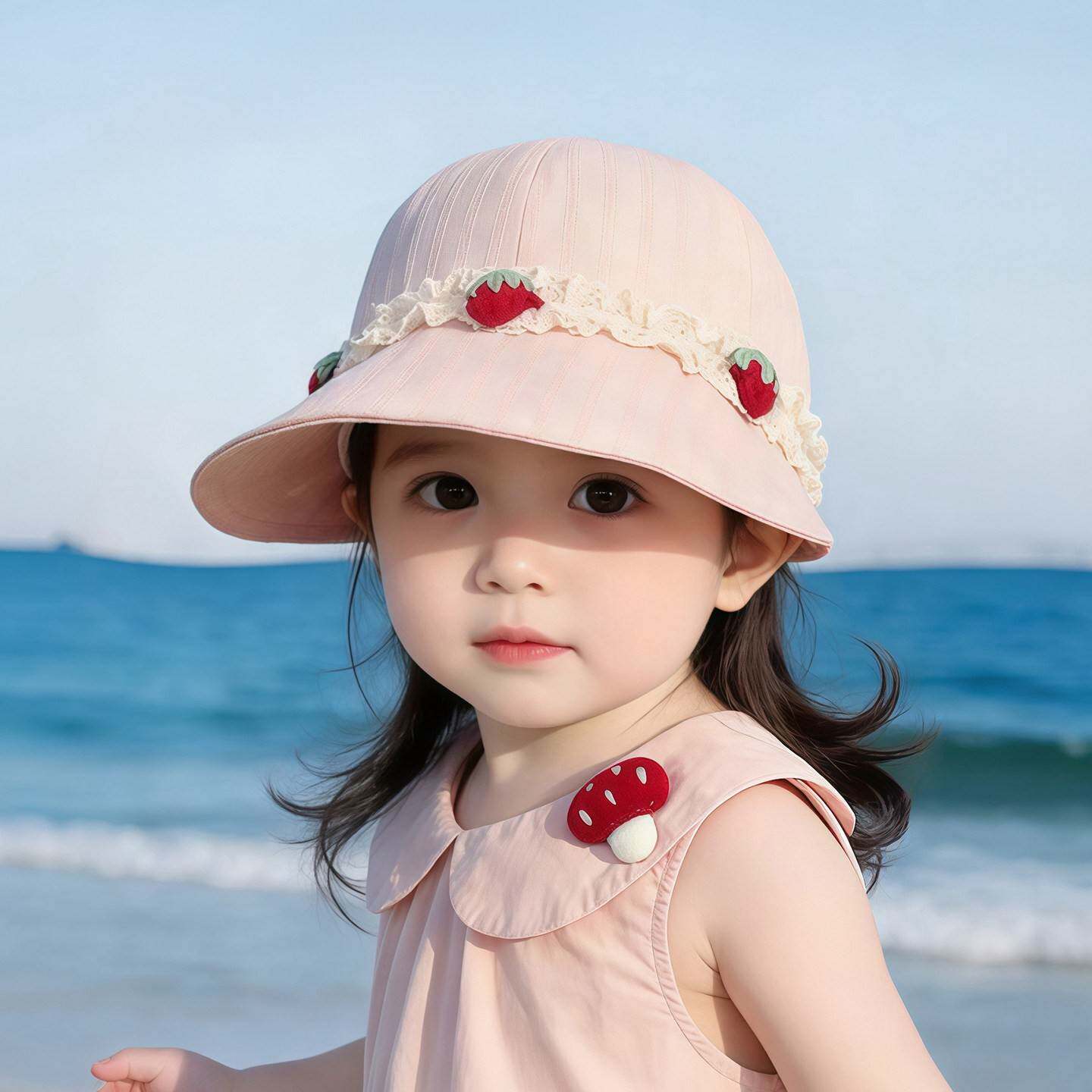 海边帽子防晒遮阳帽夏季男女孩儿童宝宝太阳棒球帽可爱鸭舌帽甜美