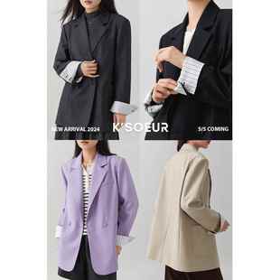 K姐KSOEUR 【张弛有度】 撞色条纹袖里 气质休闲西装外套女