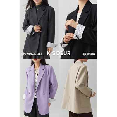 K姐KSOEUR 【张弛有度】 撞色条纹袖里 气质休闲西装外套女
