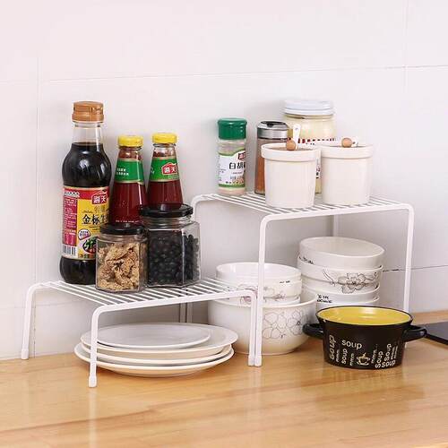 Tiered Iron Kitchen Storage Rack for Dishes and Utensils, Ho