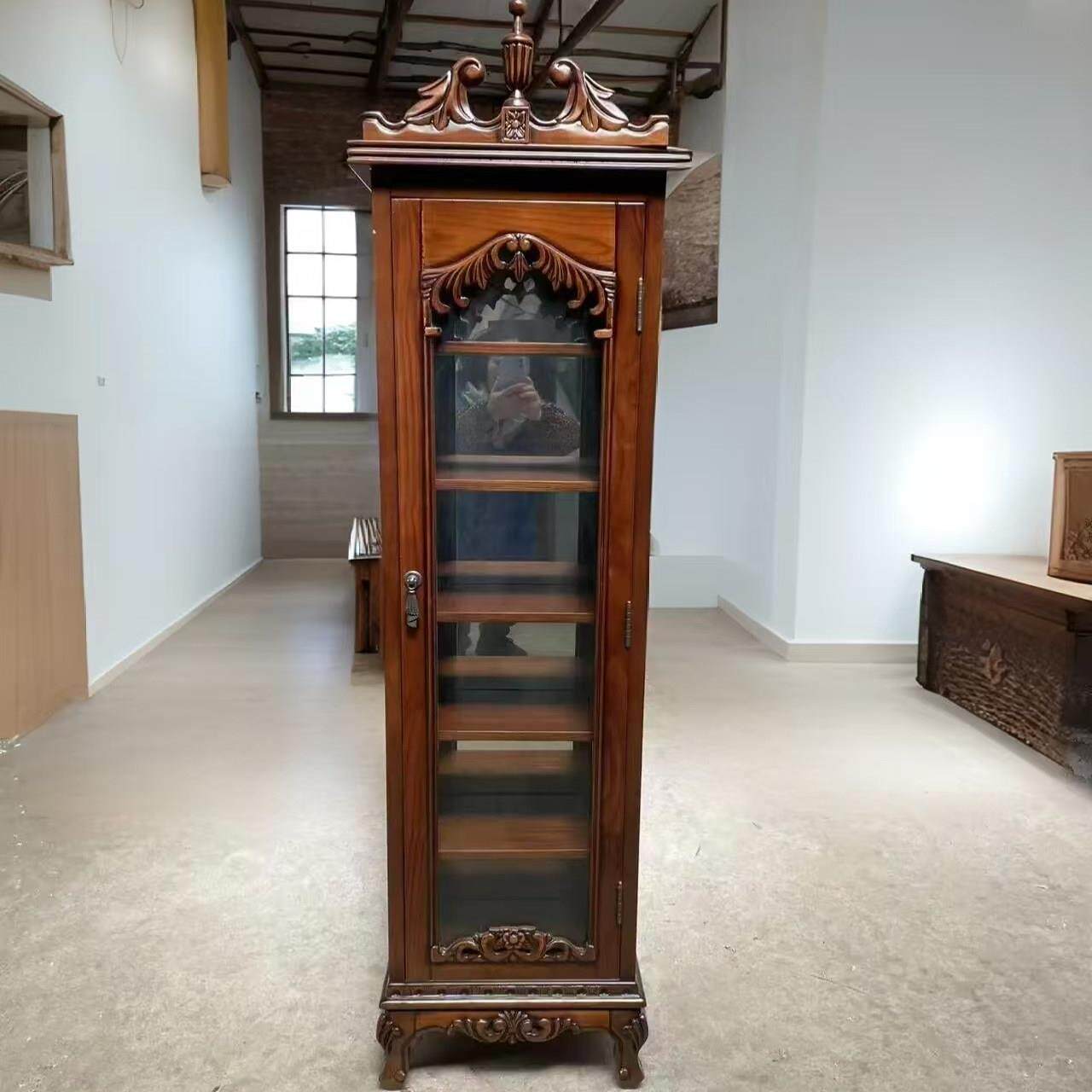 美式实木小酒柜架客示1022-1厅靠墙欧式覆古玻璃装饰展置物家用柜