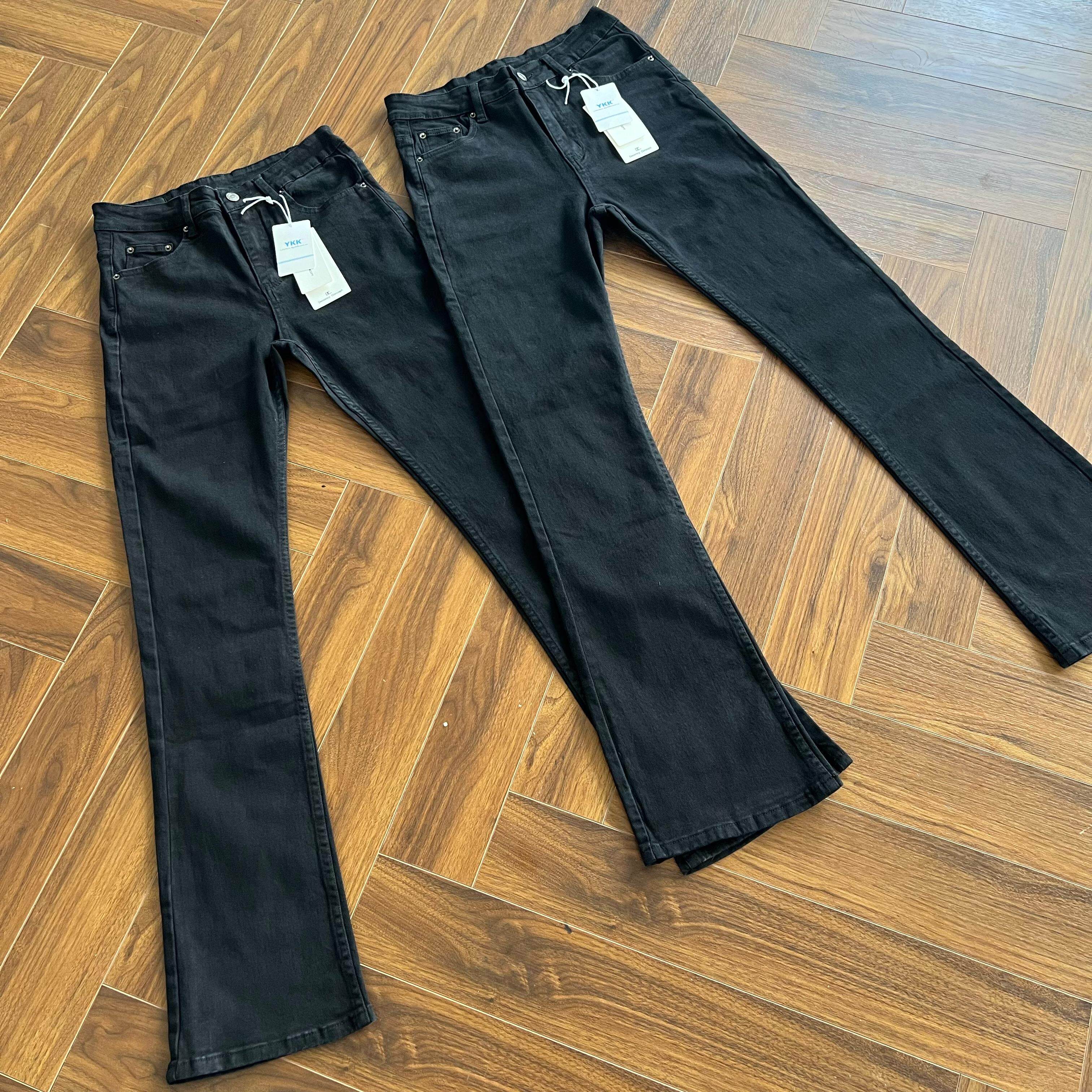 现货美式高街vibe风重磅水洗黑牛517cleanfit微喇修身牛仔裤男潮