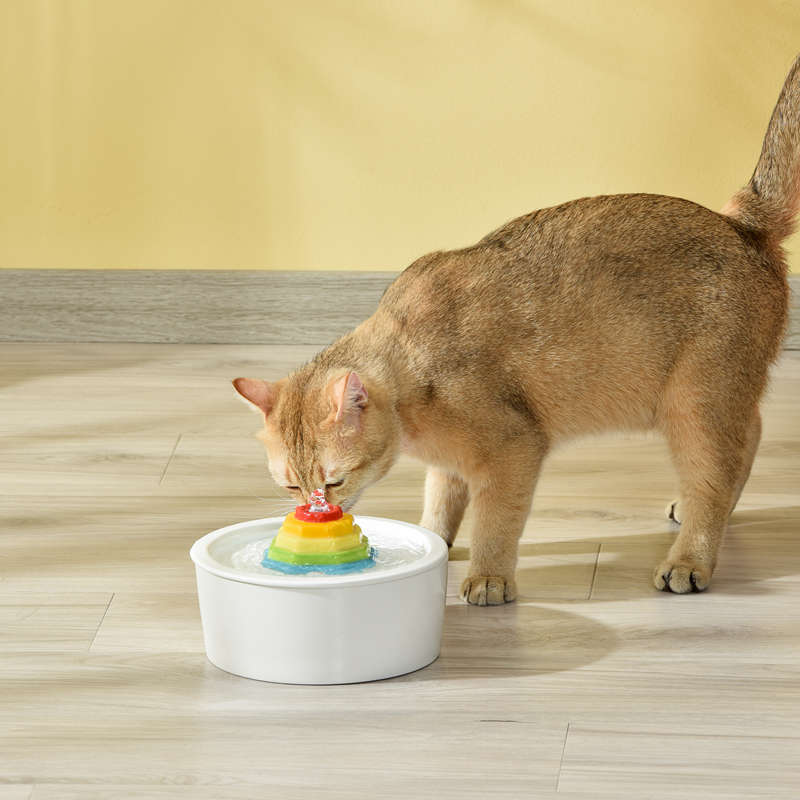 彩红塔陶瓷饮水机宠物喷泉猫狗喂水器自动循环amazon pet大容量
