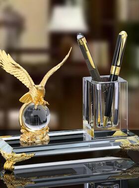 办bg-102公桌装饰摆件晶桌面办室摆件创意水笔公筒简约现代纪品高