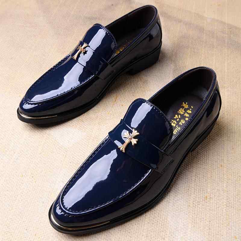 高档夏季发型师夜场男鞋子韩版脚豆蹬豆社会小皮鞋男士英伦百搭潮