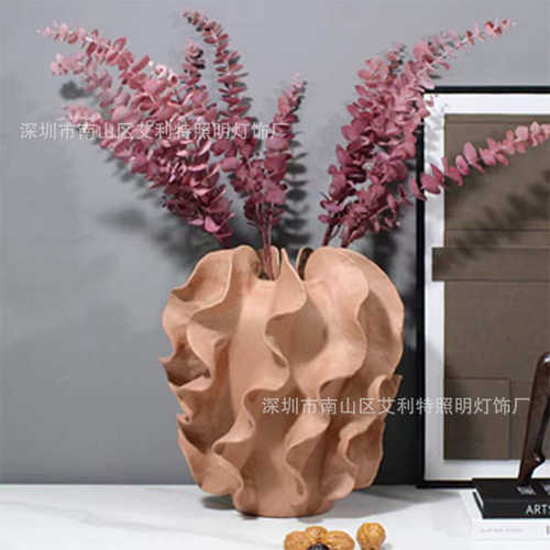 现代花轻树脂奢玄关摆件客厅简约花瓶北欧家居器花瓶花瓶插花