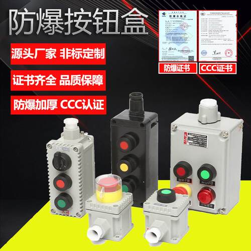 防爆按钮盒4钮3钮2钮急停旋钮盒防腐操作柱防爆控制盒开关电源盒
