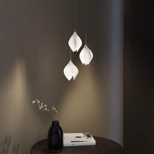 陶瓷玉兰花现代古典楼梯灯酒店售楼部楼梯卧室床头餐厅花朵小吊灯