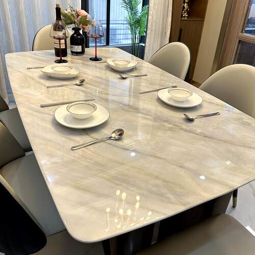轻奢微晶石餐桌椅天然高端奢石超晶石彩晶石高级感大理石简约现代