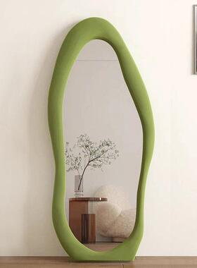 奶油风全身穿衣地镜子不规则衣镜家用卧室网红云RAB异形试朵芒果