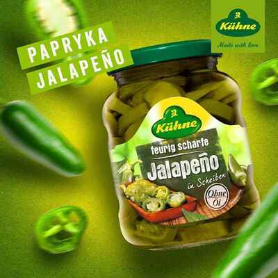 Kuhne Jalapeno德国原装进口冠利辣椒圈切片青椒西餐配料罐头330g