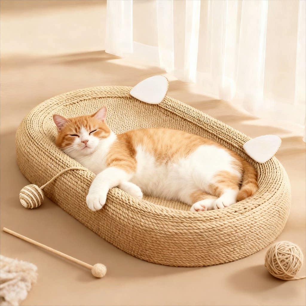 剑麻猫窝猫窝一体耐磨椭圆猫抓板