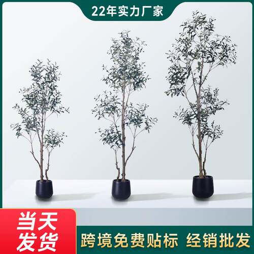 跨境爆款仿真绿植橄榄树叶仿真植物室内装饰橄榄树假绿植
