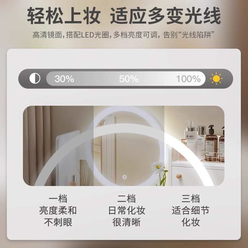 梳妆台卧室简约现代小型收纳柜一体小户型网红ins风化妆桌化妆台