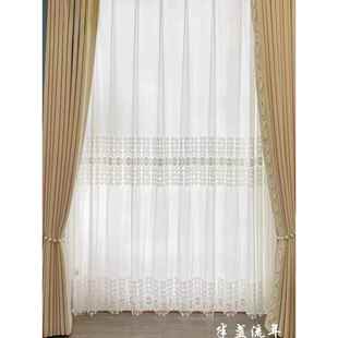 新款半盏流年加密绣花窗帘窗纱隔断帘阳台飘窗客厅配纱成品定制