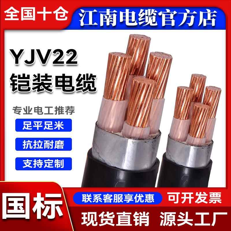 江南电缆YJV22国标铜芯2 3 4 5芯1.5-400平方铠装电缆线三相四阻