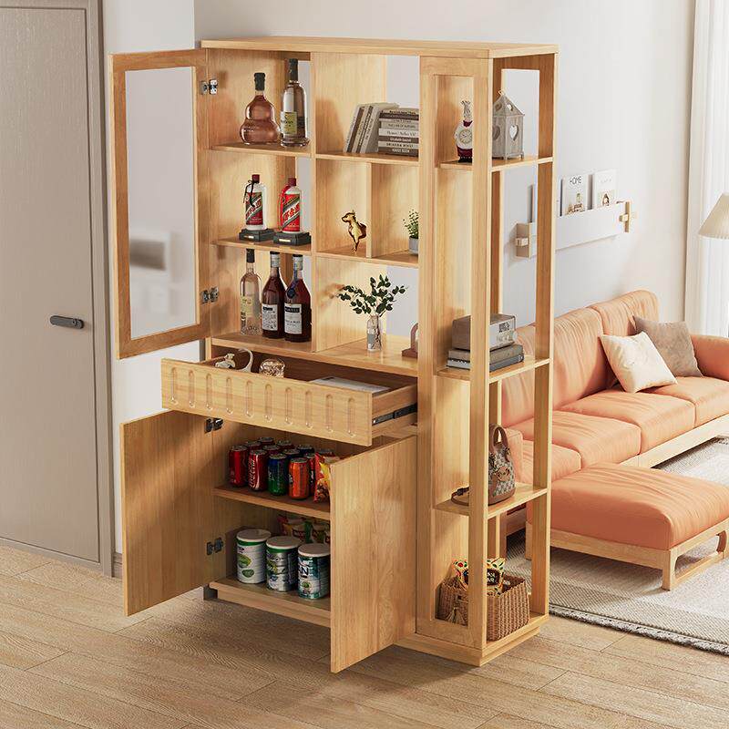 实木酒柜小户型客厅玻璃门酒架隔断柜陈列书架柜现代靠墙展示柜