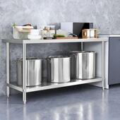 加厚双不锈工作台层厨房切菜剁骨饭店作台商打用荷打钢EKP包台