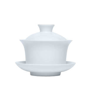 茶碗白瓷三才盖碗泥玉杯功夫薄胎三才茶具大号茶杯陶瓷景德镇套装