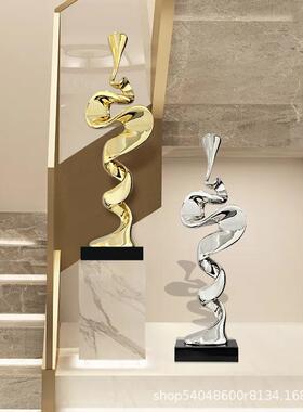 新款直销现代轻奢创意酒店大堂摆件会所玄关抽象客厅电视柜树脂雕