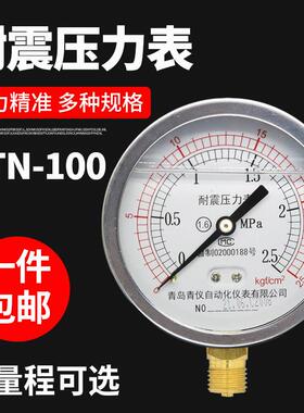 耐震压力表100表盘/25/40/6/1.6MPA液油压表水压表防震气压表2.5