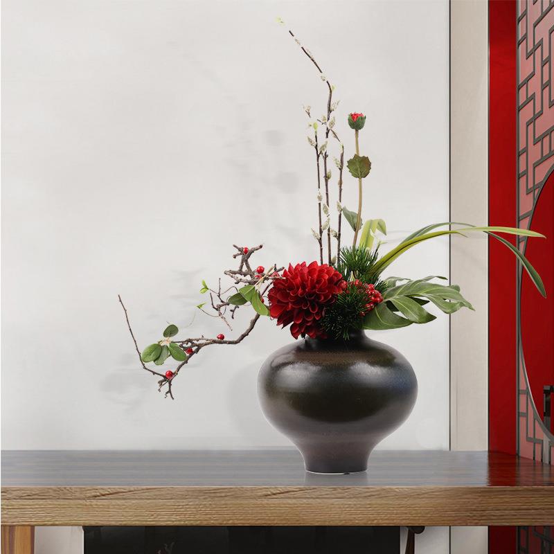 新中式禅意仿真绿植盆景客厅茶几餐桌花艺软装饰品酒店售楼处摆件