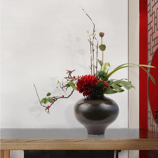 新中式禅意仿真绿植盆景客厅茶几餐桌花艺软装饰品酒店售楼处摆件