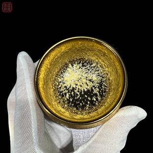 鎏金主人杯高温陶瓷瓷器白瓷主人杯大号茶杯杯盏杯送礼茶器