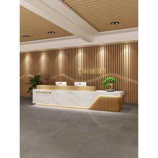 需定制中式现代公司前台接待台酒店会所培训机构吧台桌简约美容院