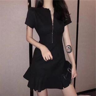 欧洲站2025夏季女性新法国赫本风格小黑裙小礼服小众设计