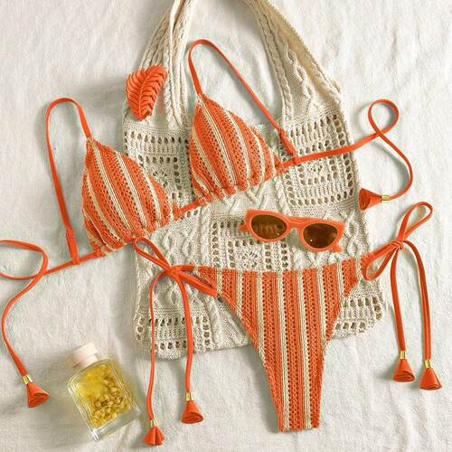 Women'S Mesh Two-Piece Bikini Set, Fashionable Swimwear,