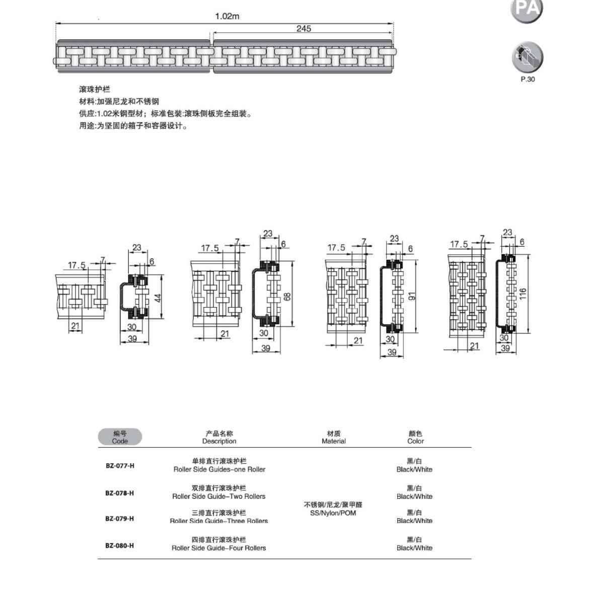 bezel供应单/双排滚珠护栏不锈钢板件算盘护栏输送机配件