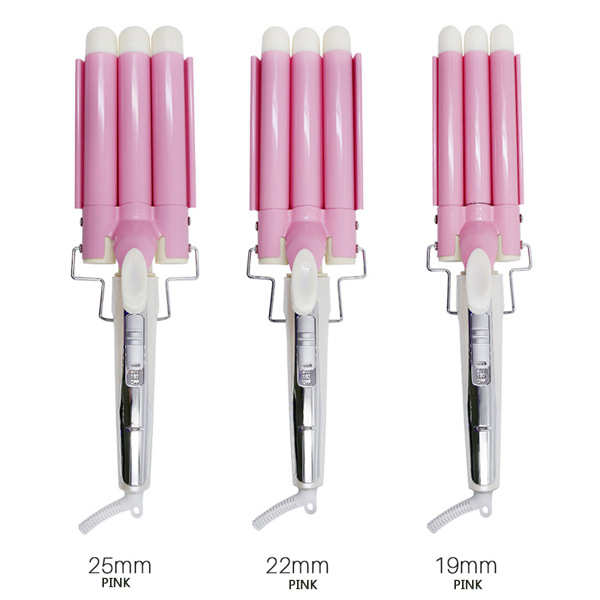 三管水波纹蛋卷头夹棒卷发器19mm22mm25mm泡面头卷发棒