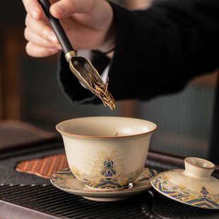 汝窑功夫茶具套装 2024新款 陶瓷茶壶盖碗茶杯轻奢家用喝茶伴手礼品