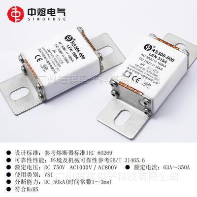 中熔RS306-000-LEN低压熔断器保险丝800V新能源汽车熔断器1000V