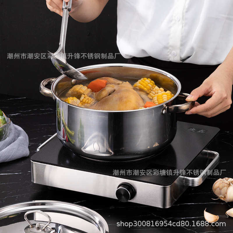 批发不锈钢锅具套装外贸加厚厨具套装多层复合底十五套装锅