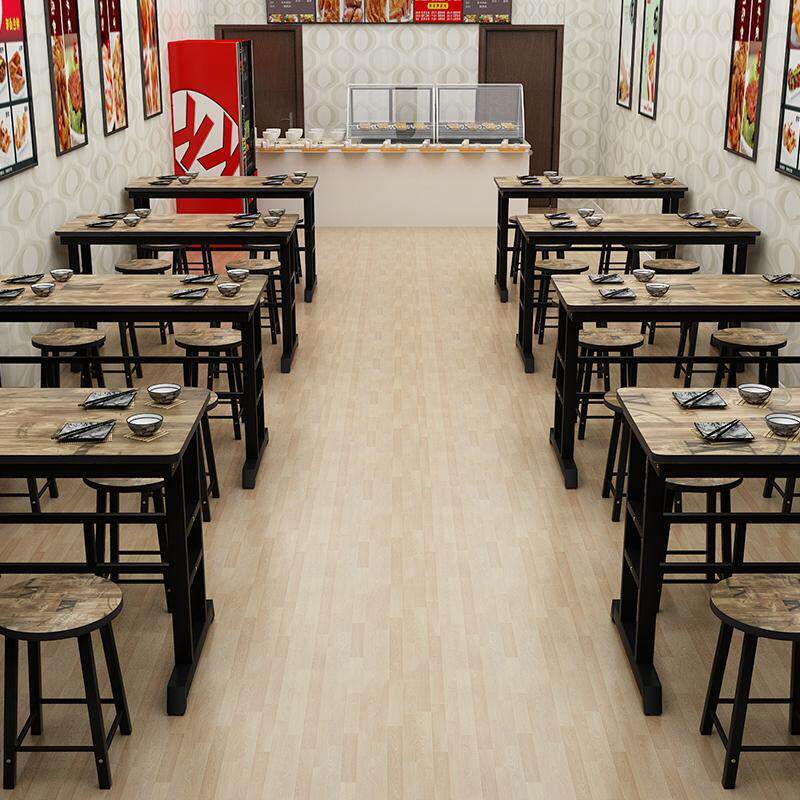 简约现代餐桌小吃店食堂饭店餐桌椅大排档复古铁艺餐厅桌椅凳组合